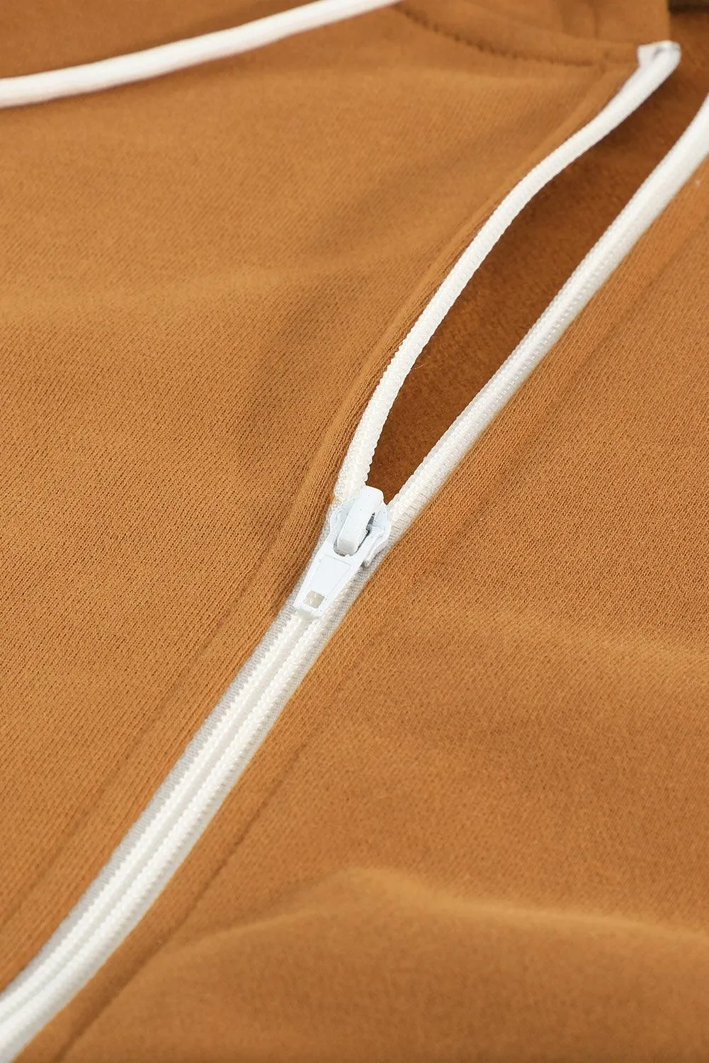 Yellow Zip-Up Pocket Drawstring Hoodie Jacket